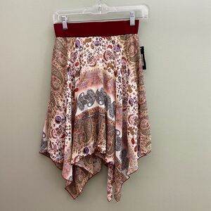 Lapis Asymmetrical Hem Paisley Floral Skirt Multicolor Womens Small Boho Hankie